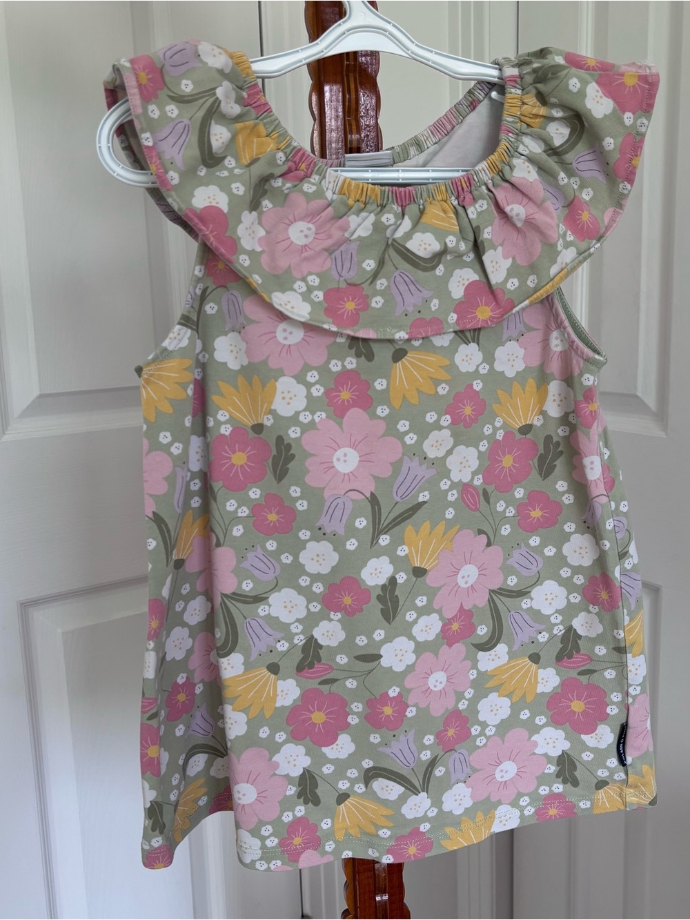Polar O Pyret Girls Floral Ruffle Tank Top